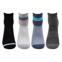 Bonjour Men's Cushioned Ankle Length Sports/athletic Socks-pack Of 4 - Multi-Color (Free Size)