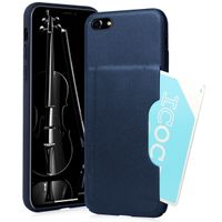 Memumi Len Series Premium Leather Card Holder Back Cover Case for Apple iPhone 7/8 - Blue (4.7")