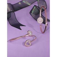 Zaveri Pearls Set of 2 Rose Gold Contemporary Cubic Zirconia Brass Kada Bracelet-ZPFK11101