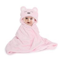 Kicks and Crawl Hooded Fur Blanket - Pink