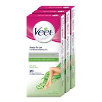 Veet Aloe Vera Full Body Waxing Kit For Dry Skin - Pack Of 3