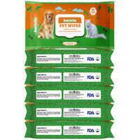 Amorite Wet Pet Wipes For Dogs, Puppies & Pets - Apple Scent - Pack Of 6, 480 Wipes