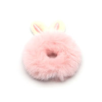 Toniq Hop Hop Adorable Furry Bunny Ear Rubber Band - Pink