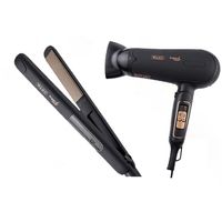 WAHL Argan Care Hair Straightner & Curler (WCHS6-1524) With Hair Dryer - Black (WCHD8-1324)