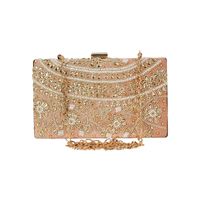 Anekaant Ethnique Beaded and Embroidered Party Clutch Peach & Gold