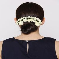 Priyaasi Women Off-White & Green Beaded Floral Handcrafted Hair Accessory