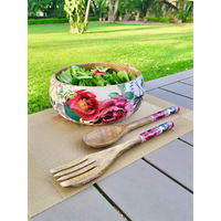 Faaya Gifting Wood Salad Bowl With Salad Servers - Tudor Blooms