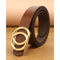 Teakwood Women Brown And Gold Tone Solid Genuine Leather Belt