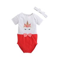 Bumzee Baby Girls Red Fancy Half Sleeves Bodysuit With Hair Band (0-3 Months)