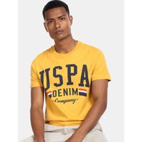 U.S. POLO ASSN. Men Yellow Brand Printed T-Shirt
