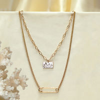 Ayesha Metallic Gold Bar And Safety Pin Pendant Multilayered Western Necklace