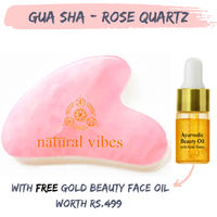 Natural Vibes Rose Quartz Gua Sha with FREE Gold Beauty Elixir Oil For Face, Neck and Under Eye