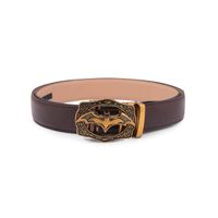 BANGE Mens Genuine Leather Belt With Bat Design Bronze Buckle