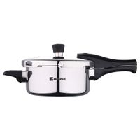 Bergner Argent Elements Triply Stainless Steel Pressure Cooker With Outer Lid, 2.5 Ltrs, Silver