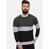 Campus Sutra Charcoal Stripes T-Shirt