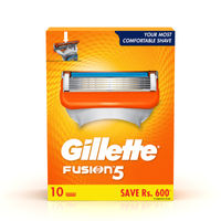 Gillette Fusion 5 Shaving Blades (Pack Of 10 Cartridges) SAVE Rs.600