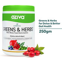 OZiva Superfood Greens & Herbs (Supergreens powder with Chlorella, Spirulina) for Acne & Detox