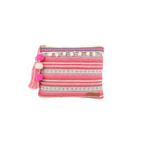 ASTRID Pink Cotton Makeup/travel Pouch With Tassels