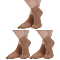NEXT2SKIN Womens Low Ankle Length Cotton Thumb Socks (Pack of 3) (DarkSkin:DarkSkin:DarkSkin)
