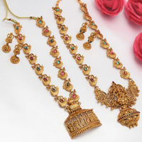 Zaveri Pearls Combo Of 2 Gold Tone Temple Necklace & Earring Set - ZPFK9064