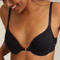 Nykd by Nykaa Lace Padded Wired Push Up Front Open Bra Demi Coverage - Black NYB019