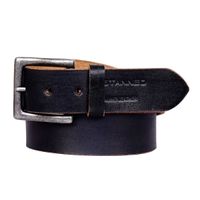 Justanned Men's Genuine Leather Black Belt With Oxidized Brass Buckle