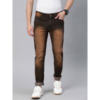 Urbano Fashion Men Chocolate Brown Slim Fit Washed Jeans Stretchable (32)