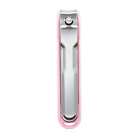 Kai Tsumekiri Stainless Steel Nail Cutter with Curved Blade And Nail Tray - Pink