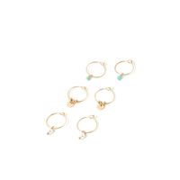 Accessorize London Womens Gold (Set of 3) Turq & Pearl Hoop Earring Pack