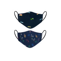 VEA Kids 3-6 Years Soft Cotton 5 Layered Filtration Face Mask Pack of 2 - Fun Car & Space Navy