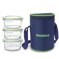 Glasslock Airtight Break Resistant Food Storage Container,Microwave Safe, Square, 490 ml