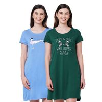 SOIE Women Super-Soft Cotton Modal Nightdress (Pack Of 2) - Multi-Color