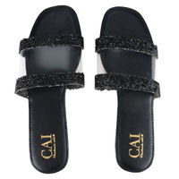 THE CAI STORE Embroidered Black Flats