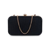 Esbeda Black Color Solid Pattern Shimmer Texture Box Clutch For Women