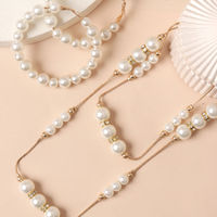 Toniq Gold Dainty Pearl Layered Earrings Jewellery Set For Women (1 Hoop Earrings+1 Necklace)