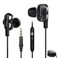 pTron Boom Pro Dual-Driver Wired Earphones With Deep Bass, Mic & 1.2M Durable Cable (Black & Silver)