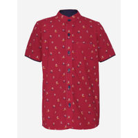 Luyk Red Surf Printed Collar Half Sleeves Shirt