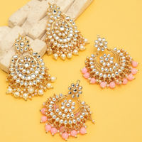 Zaveri Pearls Combo Of 2 Kundan & Pearl Traditional Dangle & Drop Earring - ZPFK9018