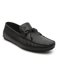 Rosso Brunello Black Bow Leather Moccasins
