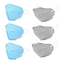 OOMPH Pack Of 6 Kn95/n95 Anti-pollution Reusable 5 Layer Mask Color: Blue,grey