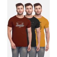 BULLMER Multi-colour Printed Half Sleeve T-shirt For Men (Pack of 3)