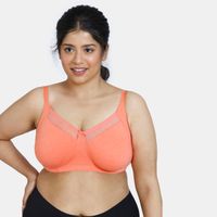 Zivame Double Layered Non-Wired Full Coverage Super Support Bra - Fresh Salmon