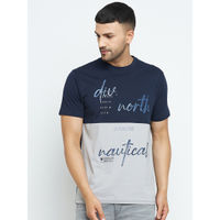 98 Degree North Navy Color Blacked Half Sleeves Printed Round Neck T-shirt