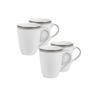 Pure Home + Living Set of 4 Check Silver Coffee Mug