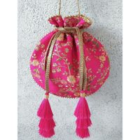 AMYRA Floral Creeper Pink Potli Bag