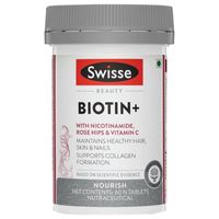 Swisse Beauty Biotin+ With Nicotinamide, Rose Hips & Vitamin C For Healthy Hair, Nourishes Skin & Nails, Supports Collagen Formation –60 Tablets for Both Men & Women