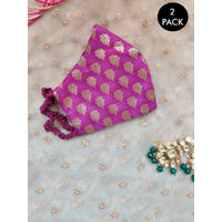 Tossido 100% Pure Chanderi Banarasi Premium Wedding Masks (Pack of 2) - Purple