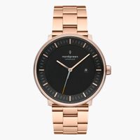 Nordgreen Philosopher 40mm Unisex Watch, Rose Gold Black Dial with Rose Gold 3-link Watch Strap