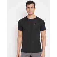 Athlisis Men Black Solid Dry Plus Light Weight Running T-shirt