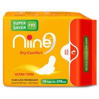 Niine Dry Comfort Extra Long 275mm Ultra Thin Sanitary Napkins Super Saver Pack - 15 Pads
